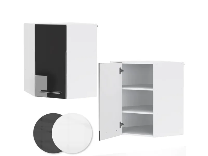 Vicco Eckhängeschrank Fame-Line Küchen-Eckschrank Hochglanz/Weiß 57 cm