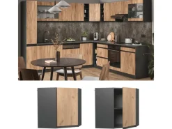 Vicco Eckhängeschrank R-Line Küchen-Eckschrank Goldkraft /Anthrazit 57 cm J-Shape