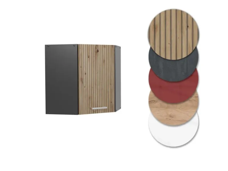 Vicco Eckhängeschrank R-Line Küchen-Eckschrank Artisan-Eiche/Anthrazit 57 cm