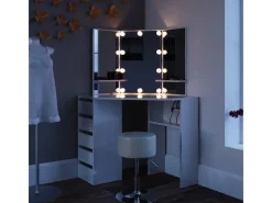 Vicco Eckschminktisch Arielle 110 cm mit Hocker