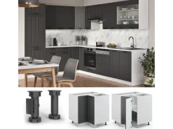 Vicco Eckunterschrank Fame-Line Anthrazit Landhaus/Weiß 81 cm AP Anthrazit