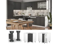 Vicco Eckunterschrank Fame-Line -Gold/Weiß 81 cm ohne Arbeitsplatte Anthrazit