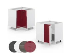 Sale Vicco Eckunterschrank Fame-Line Bordeaux Hochglanz/Weiß 81 cm ohne Arbeitsplatte Bordeaux-Glanz