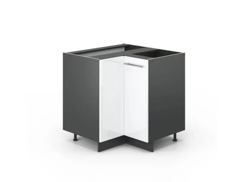 Best Vicco Eckunterschrank Fame-Line Hochglanz/Anthrazit 81 cm ohne Arbeitsplatte Weiß