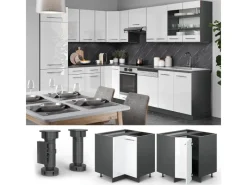 Best Vicco Eckunterschrank Fame-Line Hochglanz/Anthrazit 81 cm ohne Arbeitsplatte Weiß