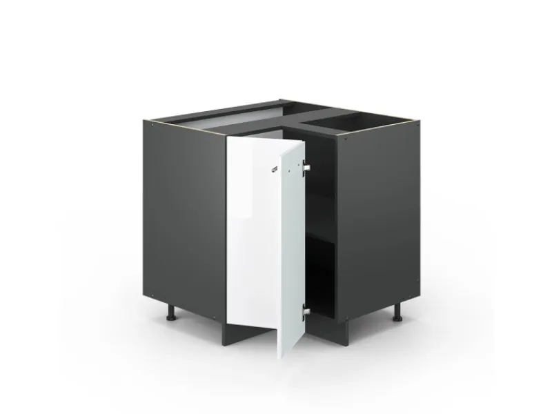 Best Vicco Eckunterschrank Fame-Line Hochglanz/Anthrazit 81 cm ohne Arbeitsplatte Weiß