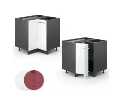 Best Vicco Eckunterschrank Fame-Line Hochglanz/Anthrazit 81 cm ohne Arbeitsplatte Weiß