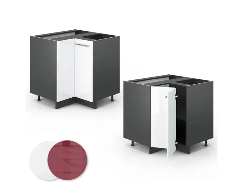 Best Vicco Eckunterschrank Fame-Line Hochglanz/Anthrazit 81 cm ohne Arbeitsplatte Weiß