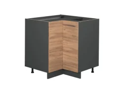 Clearance Vicco Eckunterschrank Fame-Line Goldkraft /Anthrazit 81 cm ohne Arbeitsplatte Eiche