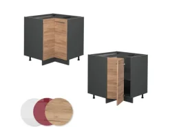 Clearance Vicco Eckunterschrank Fame-Line Goldkraft /Anthrazit 81 cm ohne Arbeitsplatte Eiche