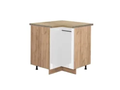 New Vicco Eckunterschrank Fame-Line Hochglanz/Goldkraft Eiche 81 cm AP Eiche Weiß