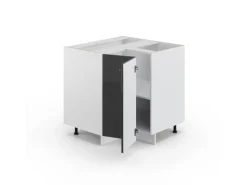 New Vicco Eckunterschrank Fame-Line Hochglanz/Weiß 81 cm AP Eiche Anthrazit