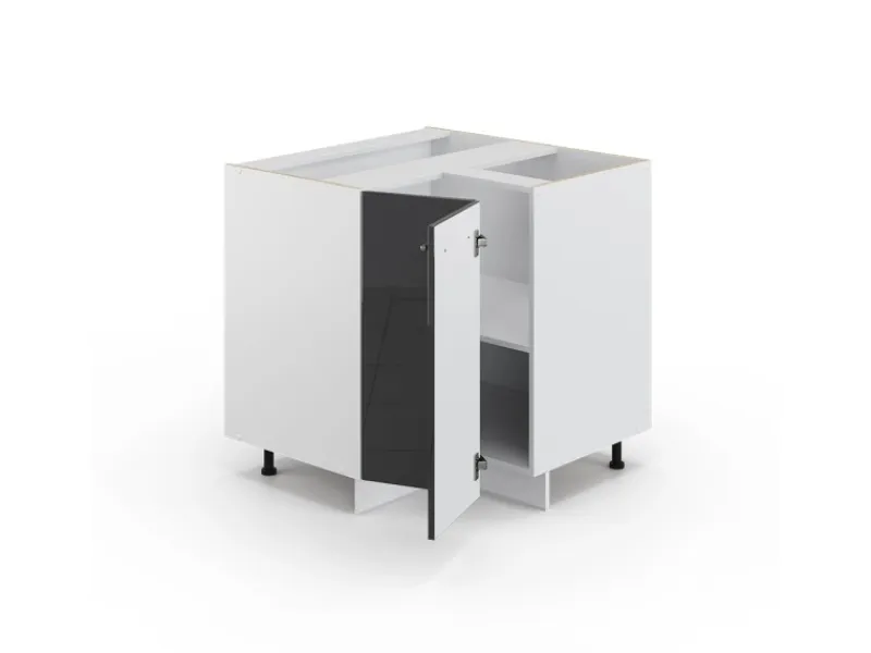 New Vicco Eckunterschrank Fame-Line Hochglanz/Weiß 81 cm AP Eiche Anthrazit