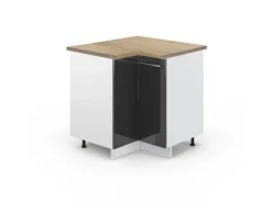 New Vicco Eckunterschrank Fame-Line Hochglanz/Weiß 81 cm AP Eiche Anthrazit