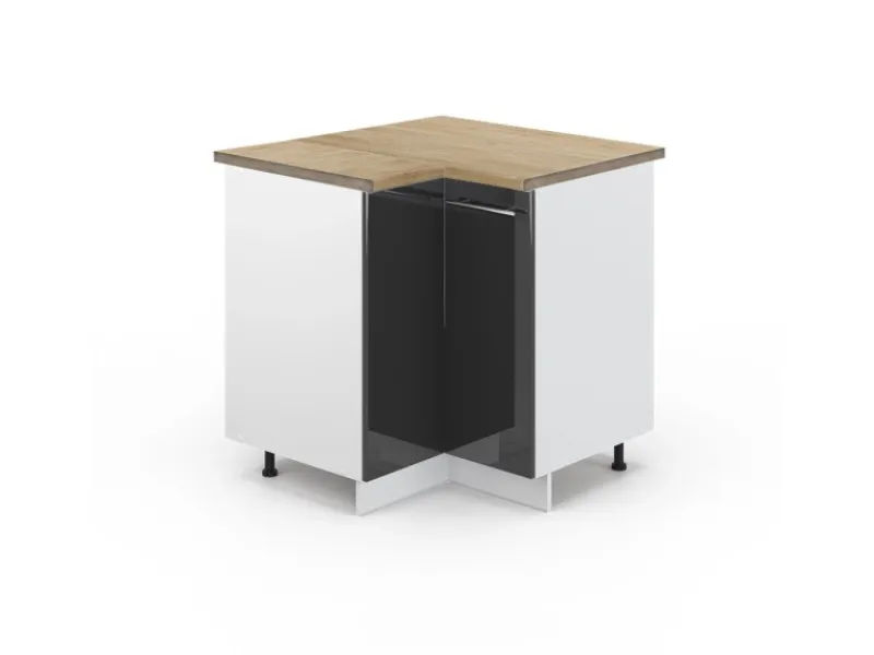 New Vicco Eckunterschrank Fame-Line Hochglanz/Weiß 81 cm AP Eiche Anthrazit