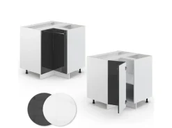 New Vicco Eckunterschrank Fame-Line Hochglanz/Weiß 81 cm AP Eiche Anthrazit