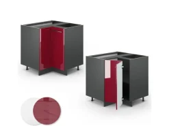 Vicco Eckunterschrank Fame-Line Bordeaux Hochglanz/Anthrazit 81 cm ohne Arbeitsplatte