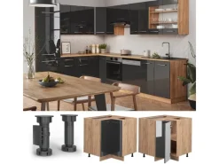 Outlet Vicco Eckunterschrank Fame-Line Hochglanz/Goldkraft Eiche 81 cm AP Eiche Anthrazit