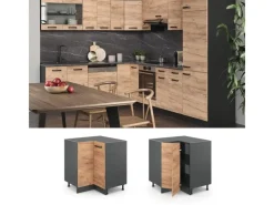 Discount Vicco Eckunterschrank R-Line Goldkraft /Anthrazit 76 cm ohne Arbeitsplatte Eiche