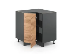 Discount Vicco Eckunterschrank R-Line Goldkraft /Anthrazit 76 cm ohne Arbeitsplatte Eiche