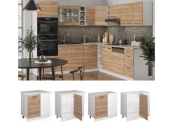 Discount Vicco Eckunterschrank R-Line Küchen Eckschrank Sonoma/Weiß 86 cm ohne Arbeitsplatte Sonoma Eiche