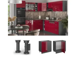 Vicco Eckunterschrank R-Line Bordeaux Hochglanz/Anthrazit 86 cm ohne Arbeitsplatte