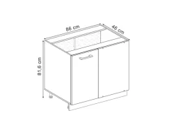 Vicco Eckunterschrank R-Line Bordeaux Hochglanz/Anthrazit 86 cm ohne Arbeitsplatte