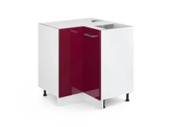 Vicco Eckunterschrank R-Line Bordeaux Hochglanz/Weiß 76 cm ohne Arbeitsplatte