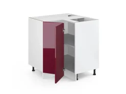 Vicco Eckunterschrank R-Line Bordeaux Hochglanz/Weiß 76 cm ohne Arbeitsplatte