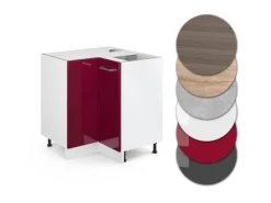 Vicco Eckunterschrank R-Line Bordeaux Hochglanz/Weiß 76 cm ohne Arbeitsplatte