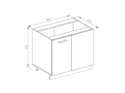 Vicco Eckunterschrank R-Line Küchen Eckschrank Hochglanz/ 86 cm AP Eiche