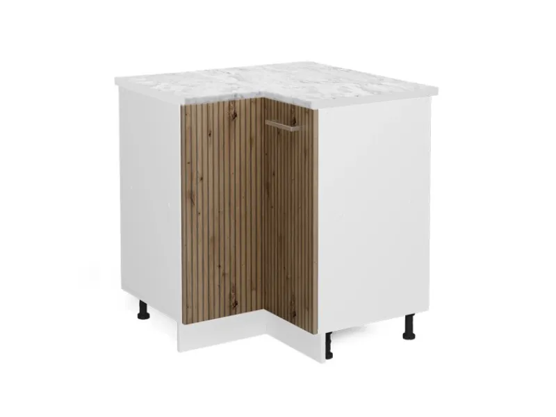 Sale Vicco Eckunterschrank R-Line Küchen Eckschrank Artisan-Eiche/Weiß 76 cm AP Marmor Artisan Eiche