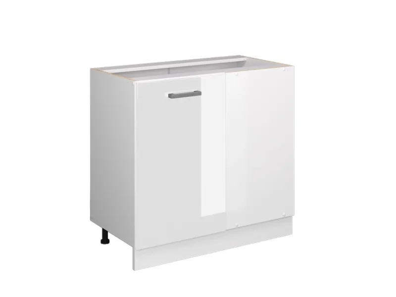 Discount Vicco Eckunterschrank R-Line Hochglanz/ 86 cm ohne Arbeitsplatte Weiß