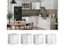 Discount Vicco Eckunterschrank R-Line Hochglanz/ 86 cm ohne Arbeitsplatte Weiß