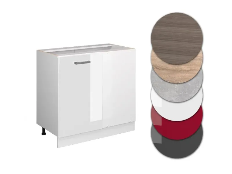 Discount Vicco Eckunterschrank R-Line Hochglanz/ 86 cm ohne Arbeitsplatte Weiß