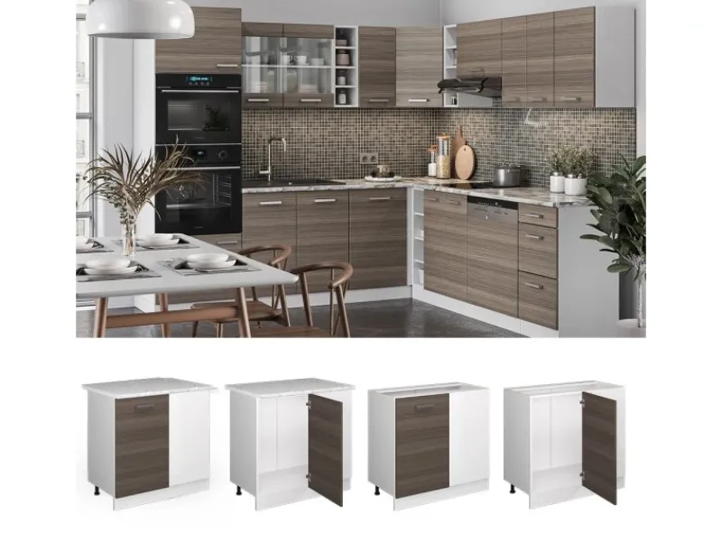 Online Vicco Eckunterschrank R-Line Küchen Eckschrank Grau/Weiß 86 cm ohne Arbeitsplatte Edelgrau