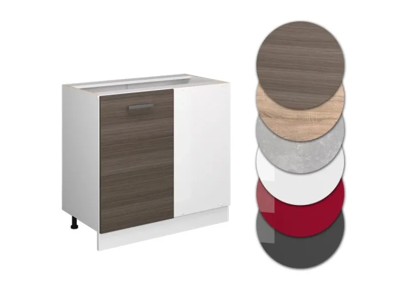 Online Vicco Eckunterschrank R-Line Küchen Eckschrank Grau/Weiß 86 cm ohne Arbeitsplatte Edelgrau