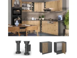 Vicco Eckunterschrank R-Line Artisan-Eiche/Anthrazit 86 cm ohne Arbeitsplatte