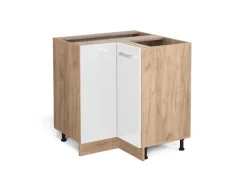 Discount Vicco Eckunterschrank R-Line Hochglanz/Goldkraft Eiche 76 cm ohne Arbeitsplatte Weiß