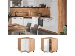 Discount Vicco Eckunterschrank R-Line Hochglanz/Goldkraft Eiche 76 cm ohne Arbeitsplatte Weiß