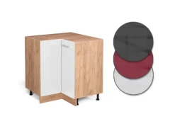 Discount Vicco Eckunterschrank R-Line Hochglanz/Goldkraft Eiche 76 cm ohne Arbeitsplatte Weiß