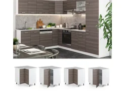 Vicco Eckunterschrank R-Line Küchen Eckschrank Grau/Weiß 76 cm ohne Arbeitsplatte