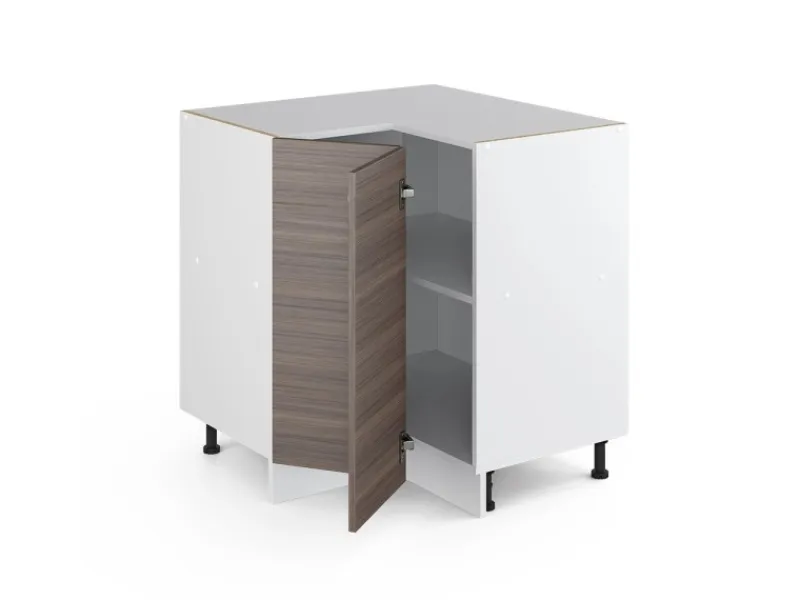 Vicco Eckunterschrank R-Line Küchen Eckschrank Grau/Weiß 76 cm ohne Arbeitsplatte