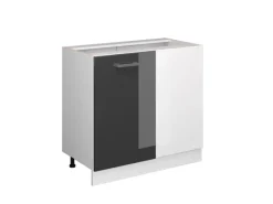 Discount Vicco Eckunterschrank R-Line Hochglanz/Weiß 86 cm ohne Arbeitsplatte Anthrazit