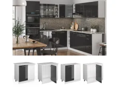Discount Vicco Eckunterschrank R-Line Hochglanz/Weiß 86 cm ohne Arbeitsplatte Anthrazit
