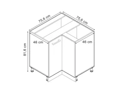Best Vicco Eckunterschrank R-Line Artisan-Eiche/Goldkraft Eiche 76 cm ohne Arbeitsplatte Artisan Eiche