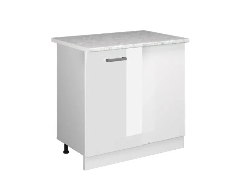 Online Vicco Eckunterschrank R-Line Küchen Eckschrank Hochglanz/ 86 cm AP Marmor Weiß