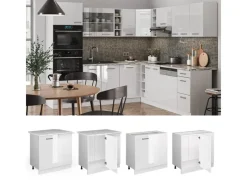 Online Vicco Eckunterschrank R-Line Küchen Eckschrank Hochglanz/ 86 cm AP Marmor Weiß