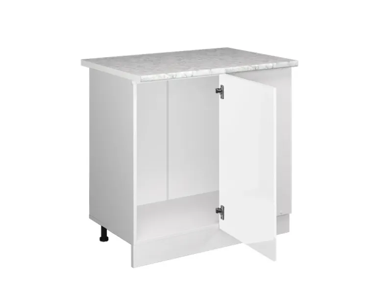 Online Vicco Eckunterschrank R-Line Küchen Eckschrank Hochglanz/ 86 cm AP Marmor Weiß