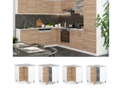 Discount Vicco Eckunterschrank R-Line Küchen Eckschrank Sonoma/Weiß 76 cm ohne Arbeitsplatte Sonoma Eiche